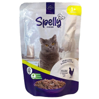 Вологий корм для дорослих котів Spelly курка в желе пауч 85г